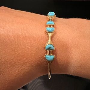 Stella & Dot Gold and turquoise Bangle bracelet